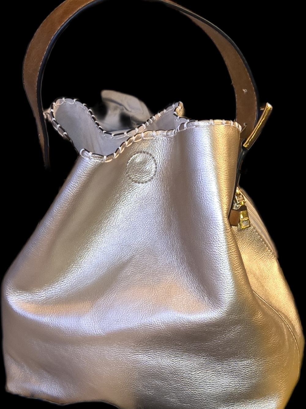 Jen & Co. "Alexa" 2-in-1 Vegan Leather Hobo Bag in Champaign Gold